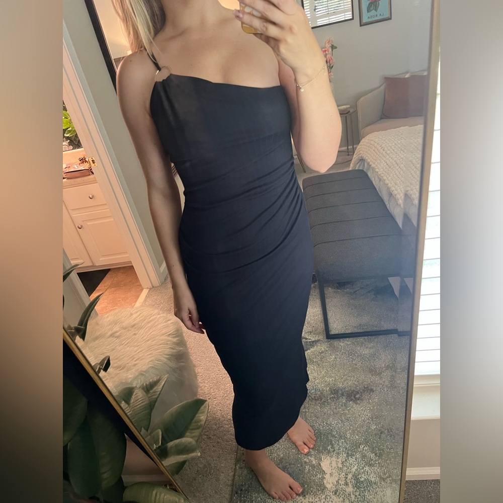 Significant Other Navy One-Shoulder Dress